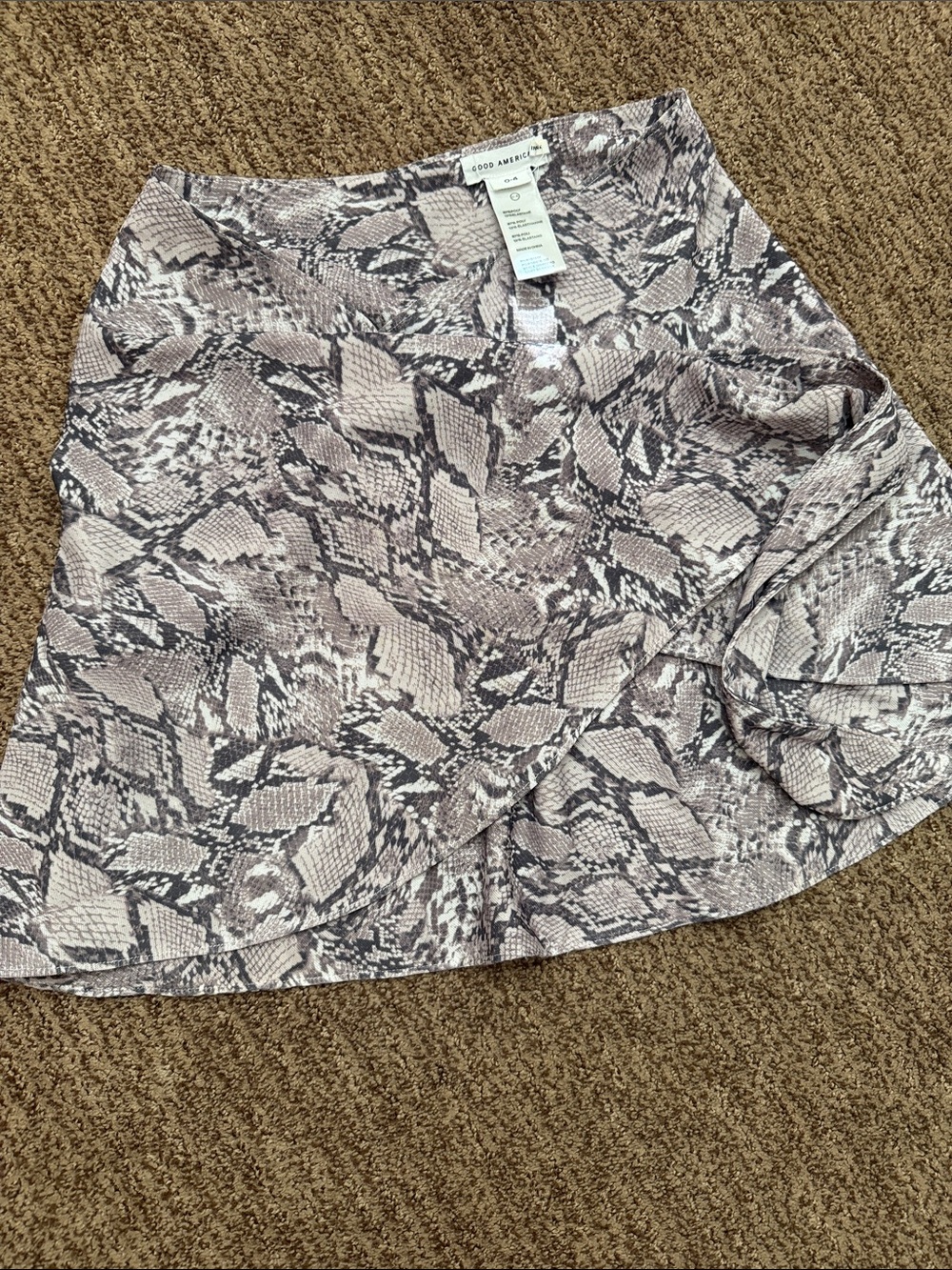 Good American Taupe Snake Print Wrap Skirt